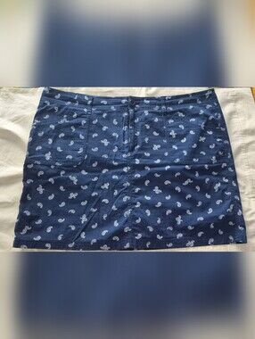 Navy Blue Paisley Cotton Skort